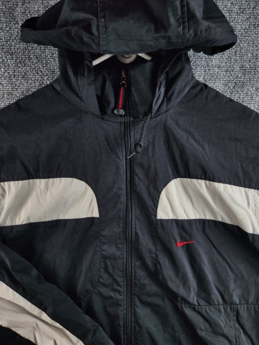 VTG Nike Silvertag Full Zip Lined Windbreaker Jacket Black Gray Nylon Large Men